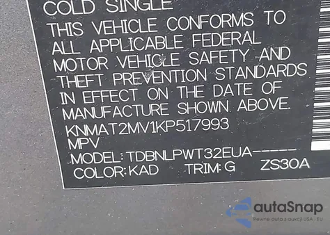 2019 Nissan Rogue S z USA, uszkodzony, nr VIN KNMAT2MV1KP517993